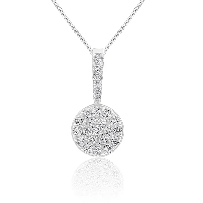 Sterling Silver Round Zirconia Drop Pendant