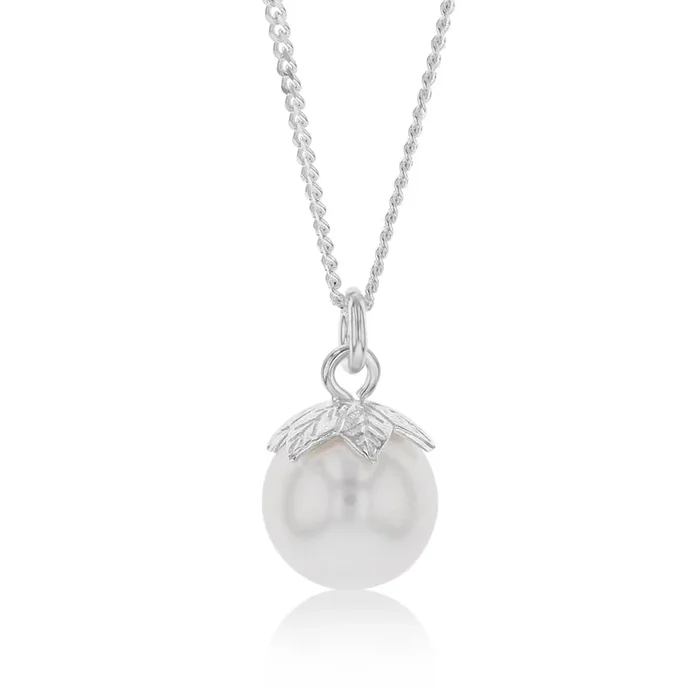 Sterling Silver Single Pearl Pendant On 45cm Chain