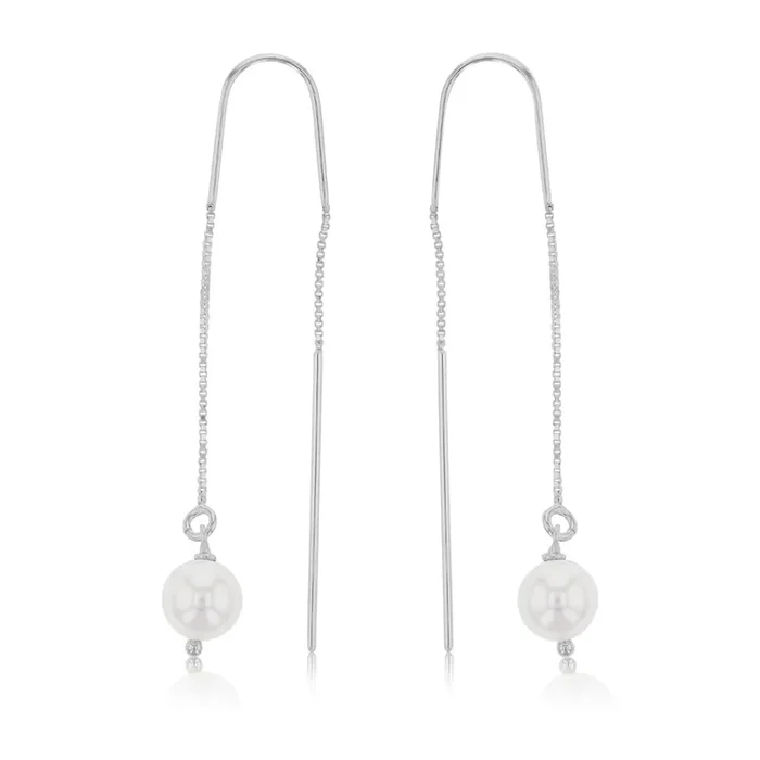 Sterling Silver Single Pearl Threader Earring