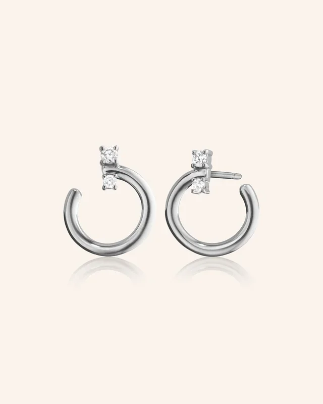 Sterling Silver Small “Galaxy Wrap Hoop” Earring with White Sapphires