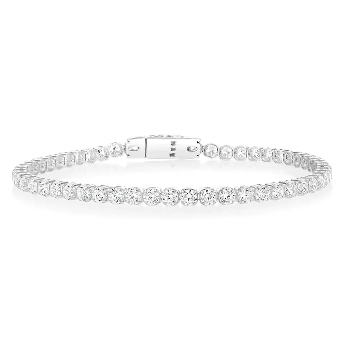 Sterling Silver White Zirconia 19cm Tennis Bracelet