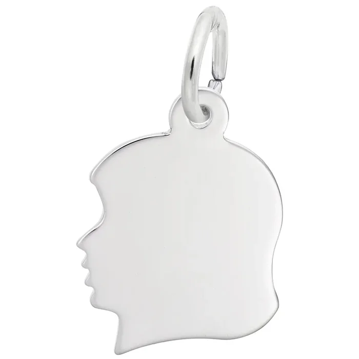 Sterling Silver Young Girl’s Head Silhouette Charm
