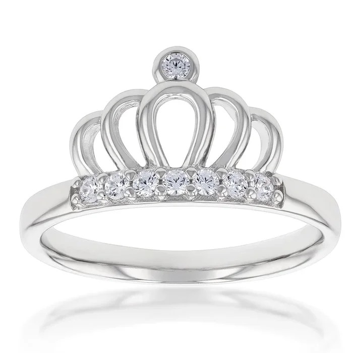 Sterling Silver Zirconia Crown Ring