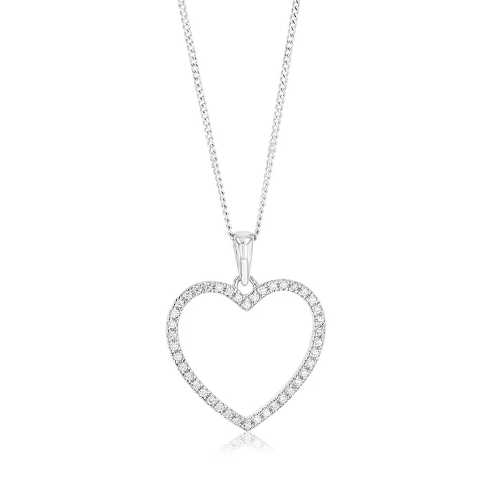 Sterling Silver Zirconia Open Heart Pendant