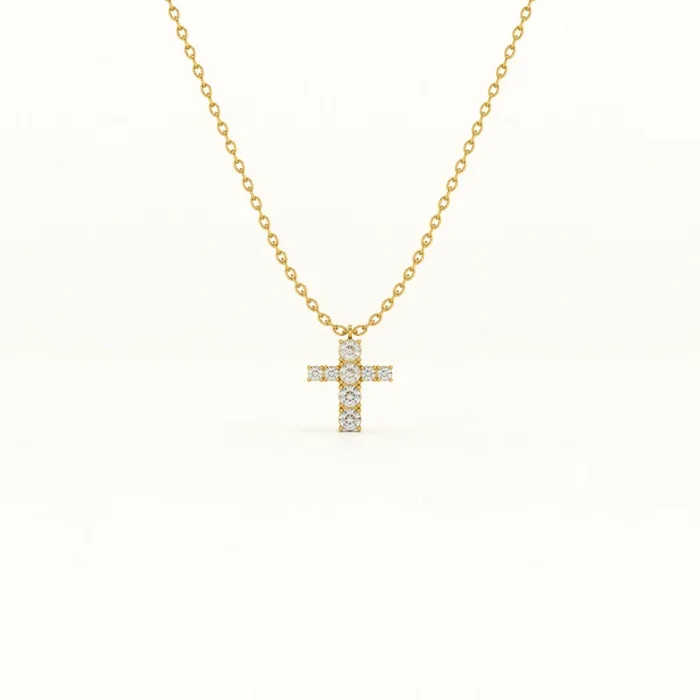 Stone Studded Cross Necklace