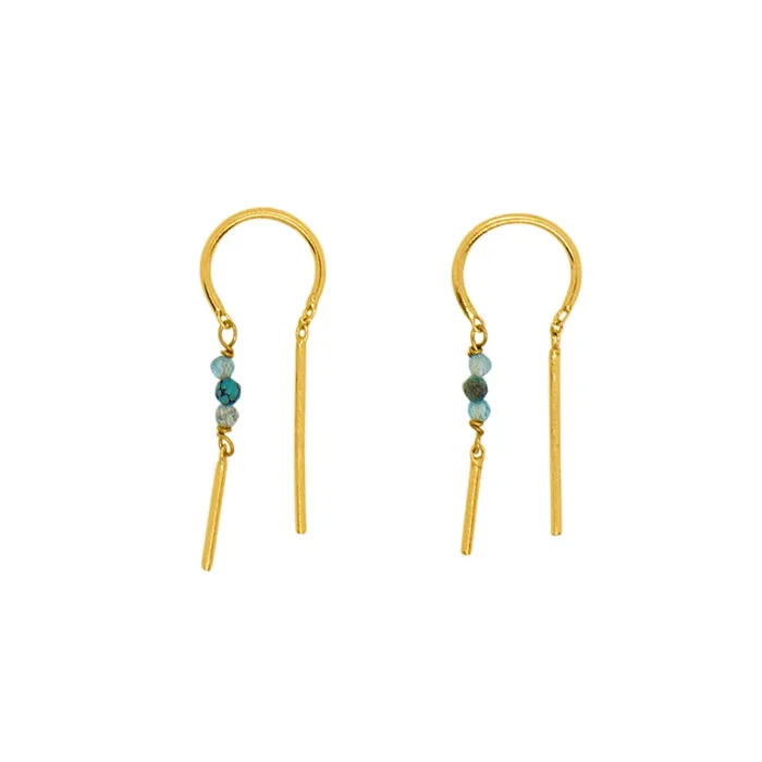 Stony Tiny Dancer Threaders in Turquoise/Apatite & Gold – 1″ | Available to Ship January 7, 2026