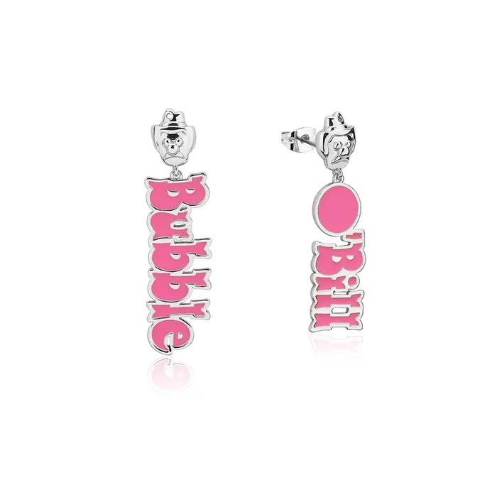 Streets Bubble O’Bill White Gold Plated Stainless Steel Logo 65mm Drop Earrings