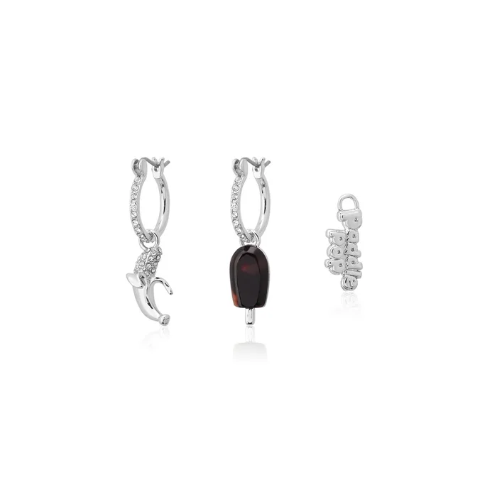 Streets Paddle Pop White Gold Plated Mix Match Crystal Mini Hoop Earrings