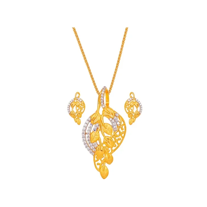 Stunning Pendant Set With CZ in 22K Gold
