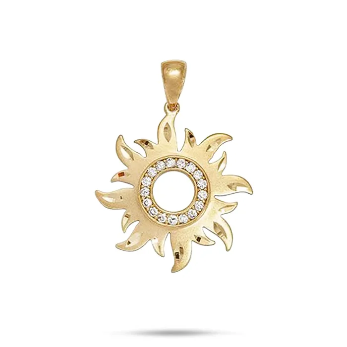 Sun Pendant in Gold with Diamonds – 24mm