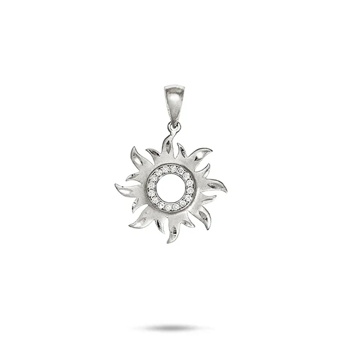 Sun Pendant in White Gold with Diamonds – 17mm