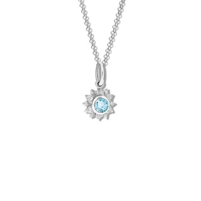 Sunflower Necklace Pendant Silver – Blue Topaz