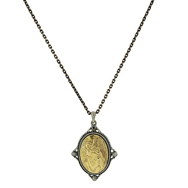 Symbols Of Faith Guardian Angel Pendant Necklace 16″ + 3″ Extender
