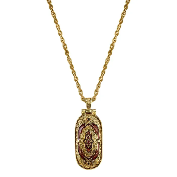 Symbols Of Faith Red Enamel Swing Open Pendant Enclosed Reliquary Crucifix Necklace 30″