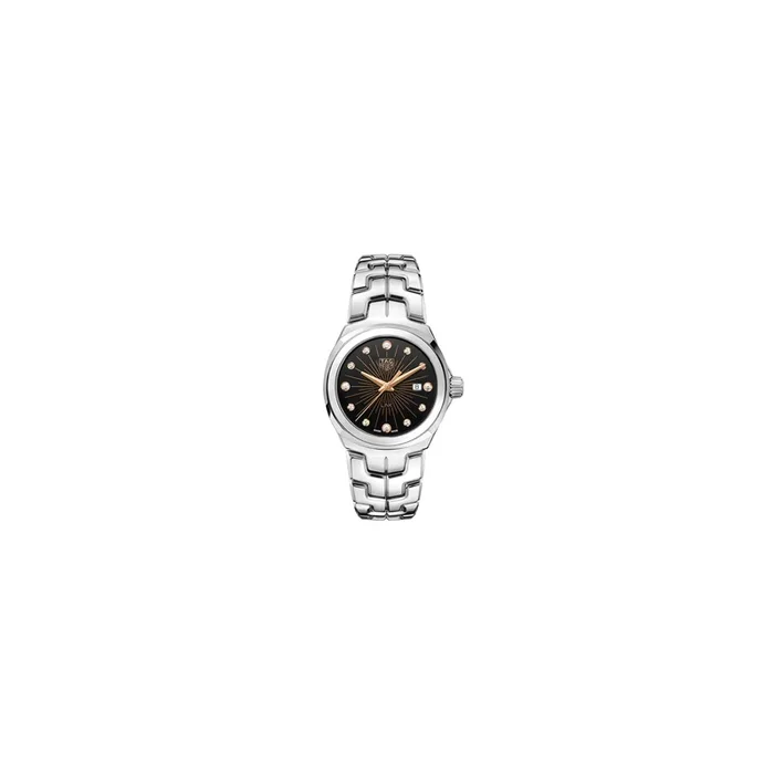 TAG Heuer quartz Link black watch diamond indexes steel bracelet 32mm