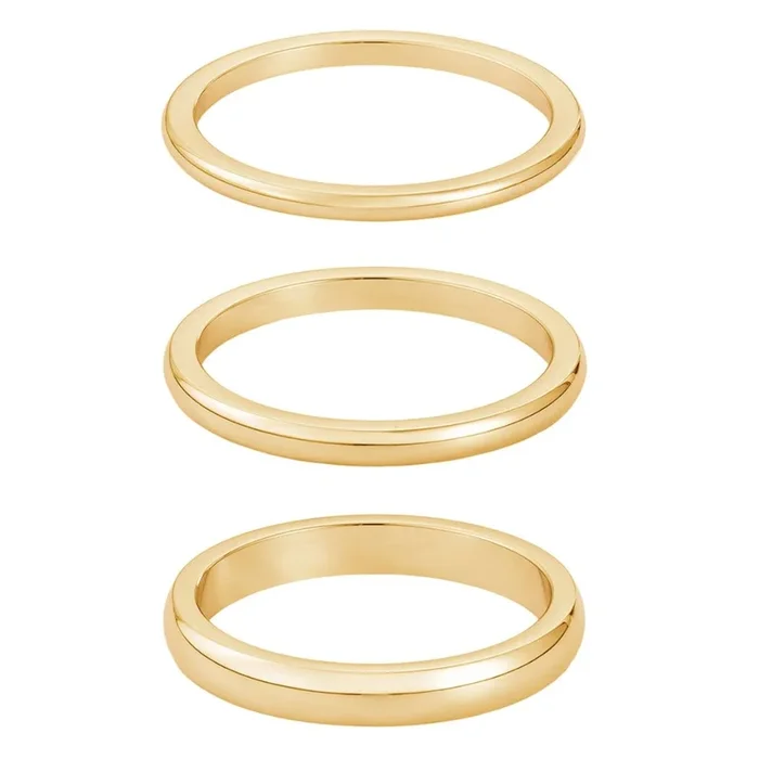 Tarnish Resistant 18k Gold Plated Stacking Band Set