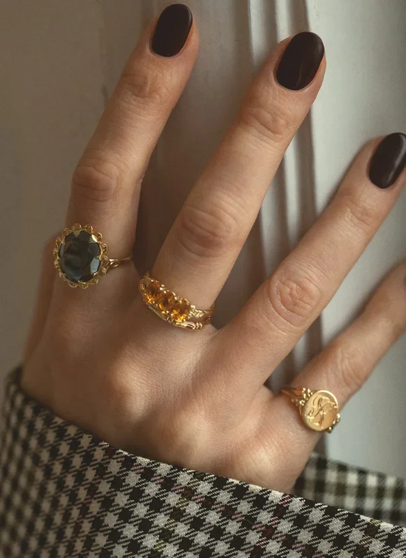Taylor hematite ring 14k gold