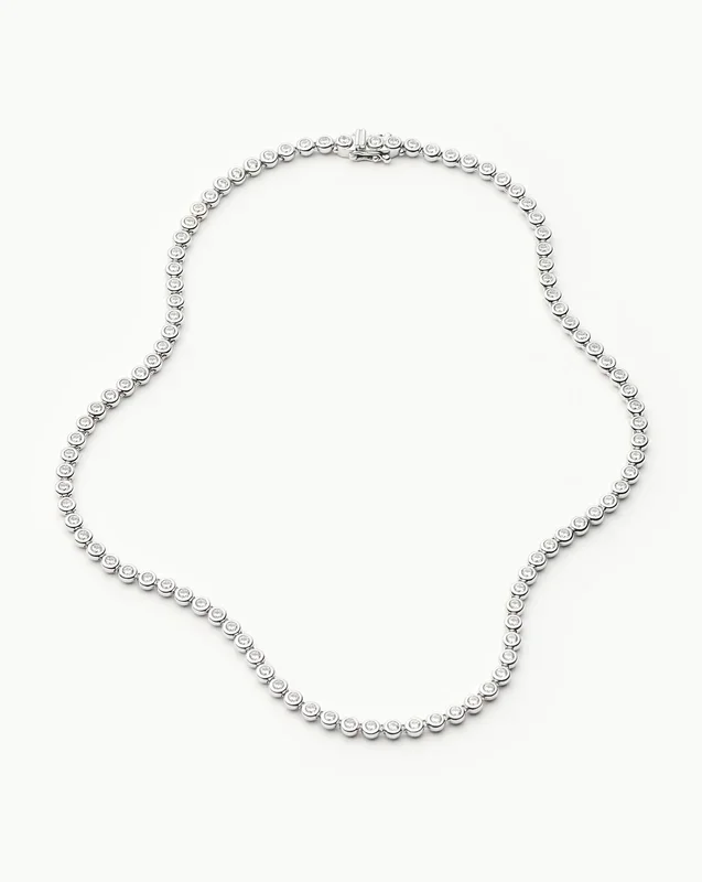 Tennis Round Necklace | Silver Plated/Cubic Zirconia
