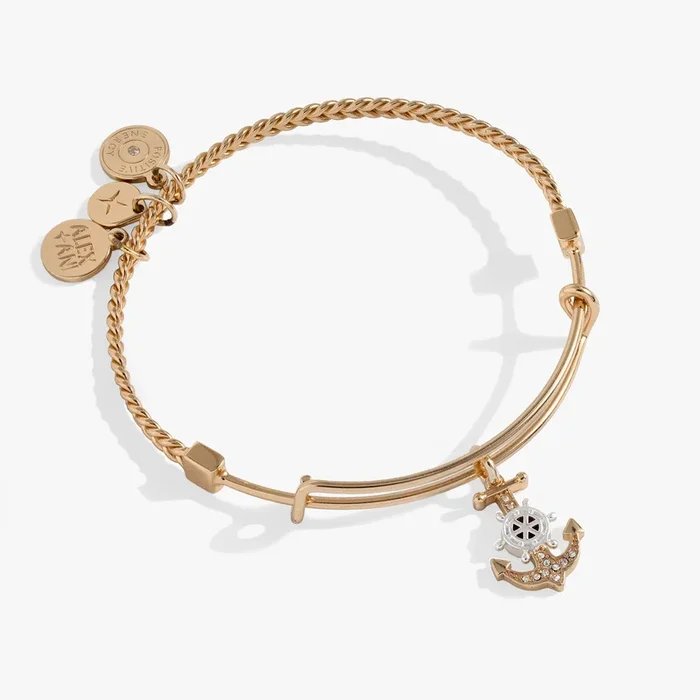 Textured Anchor Charm Bangle