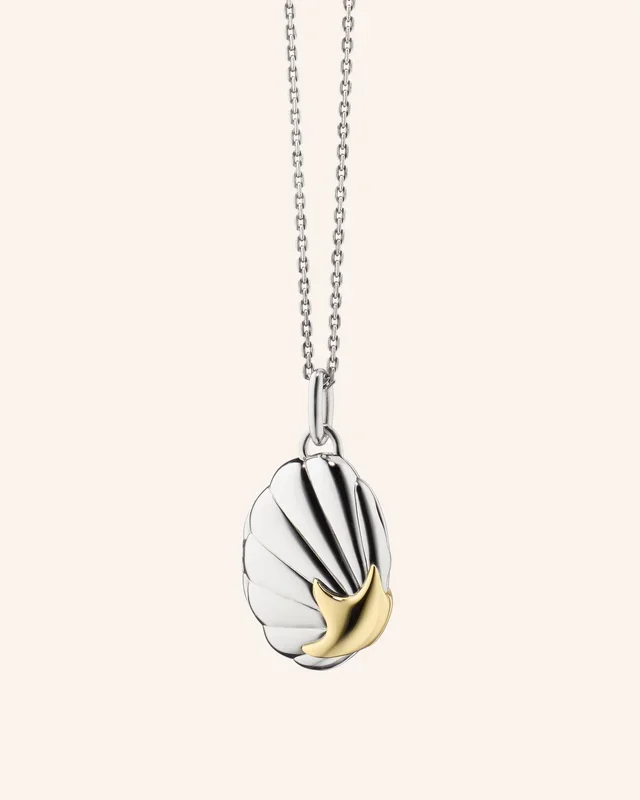 The “Neptune” Shell Two-Tone Locket Necklace