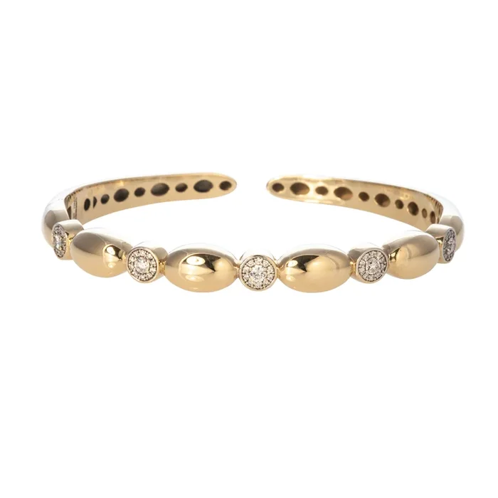The Mary Pavé Diamond Station Polished Oval Cuff