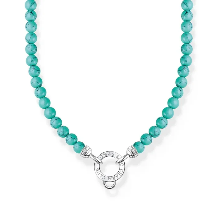 Thomas Sabo Charm Club Sterling Silver Turquoise Beads Charm 40-45cm Chain