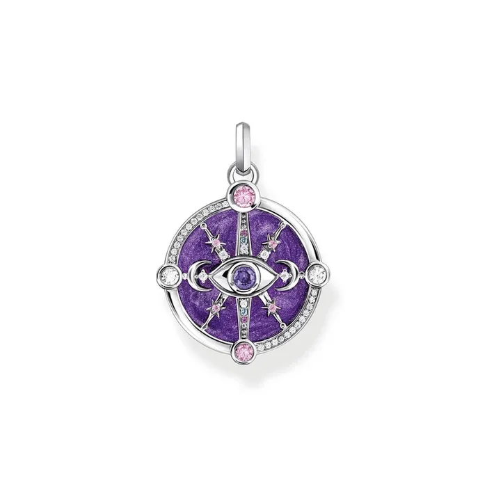 Thomas Sabo Sterling Silver Cosmic Amulet Purple CZ Eye Pendant
