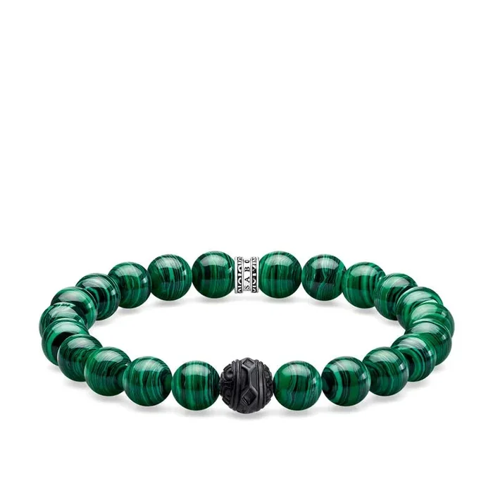 Thomas Sabo Sterling Silver Green Malachite 19cm Bracelet