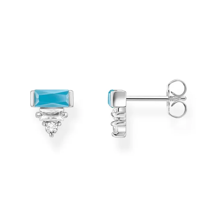 Thomas Sabo Sterling Silver Mystic Island Turqoise cubic Zirconia Earrings
