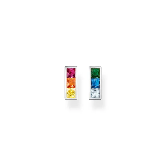 Thomas Sabo Sterling Silver Rainbow Heritage Bar Stud Earrings