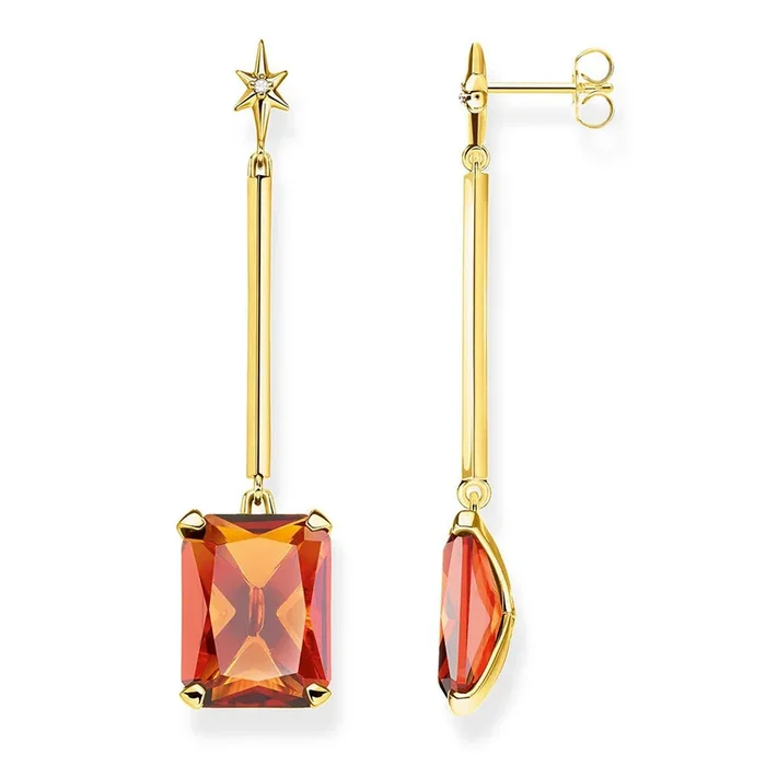 Thomas Sabo TH2071CHY Sterling Silver and Gold Plated Magic Stones Cognac Drop Earrings