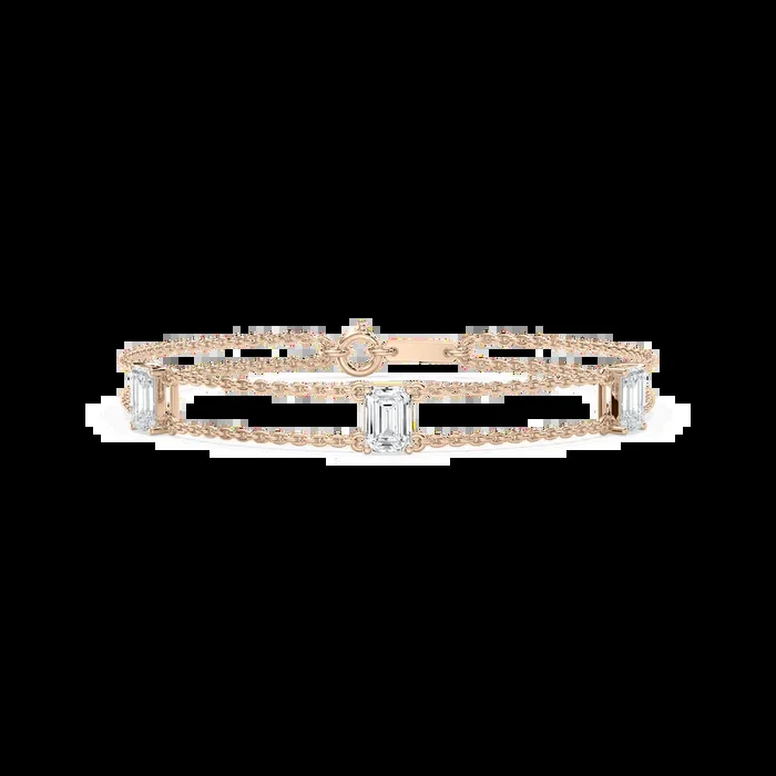 Three Stone Emerald Chain Bracelet