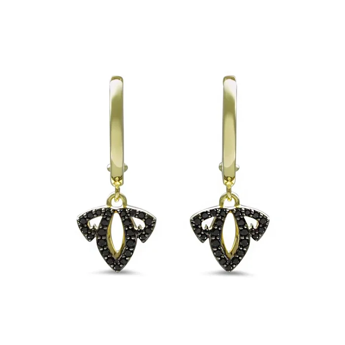 Tiara Pavé Charm Hoop Earring – 18K Gold Vermeil + CZ Noir