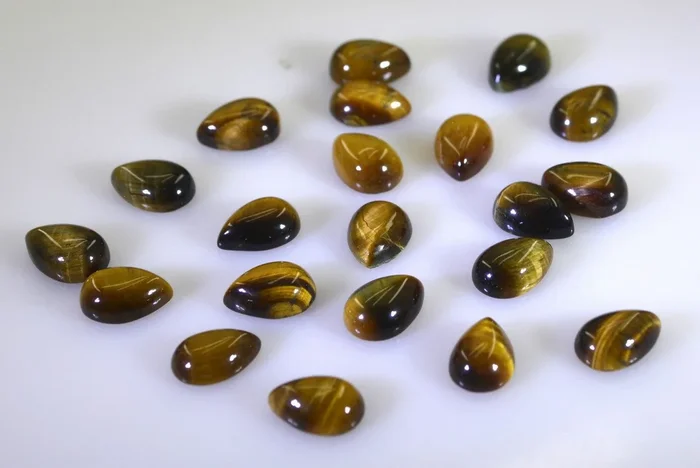 Tiger Eye 10PC Tiny 4×6 MM Pear Cabochon Brown High-Quality semi Precious Precious Gemstone
