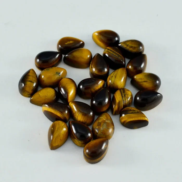 Tiger Eye 1PC Large 8×12 MM Pear Cabochon Brown Polished semi Precious Loose Gems