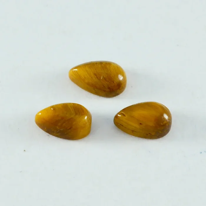 Tiger Eye 1PC Small 6×8 MM Pear Cabochon Brown Genuine semi Precious Loose Gems