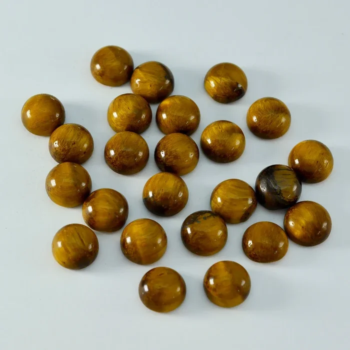 Tiger Eye 1PC Small 7×7 MM Round Cabochon Brown Pure semi Precious Loose Gemstones