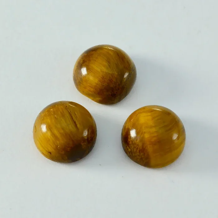 Tiger Eye 1PC Small 8×8 MM Round Cabochon Brown Fiery semi Precious Semi Precious Gemstone