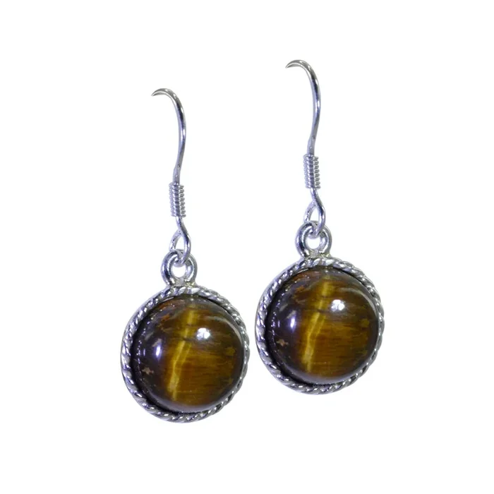 Tiger Eye Italian Rosa multiple Dangle Brown Sterling Silver Earring