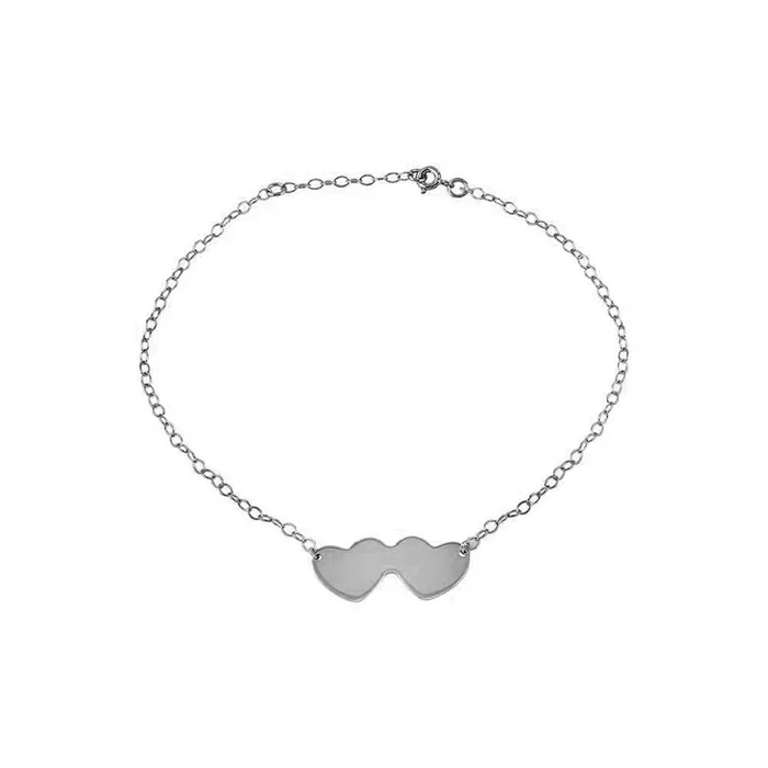 Tobilleras de doble corazón en plata de ley 925 rodiada – DIA00002RH