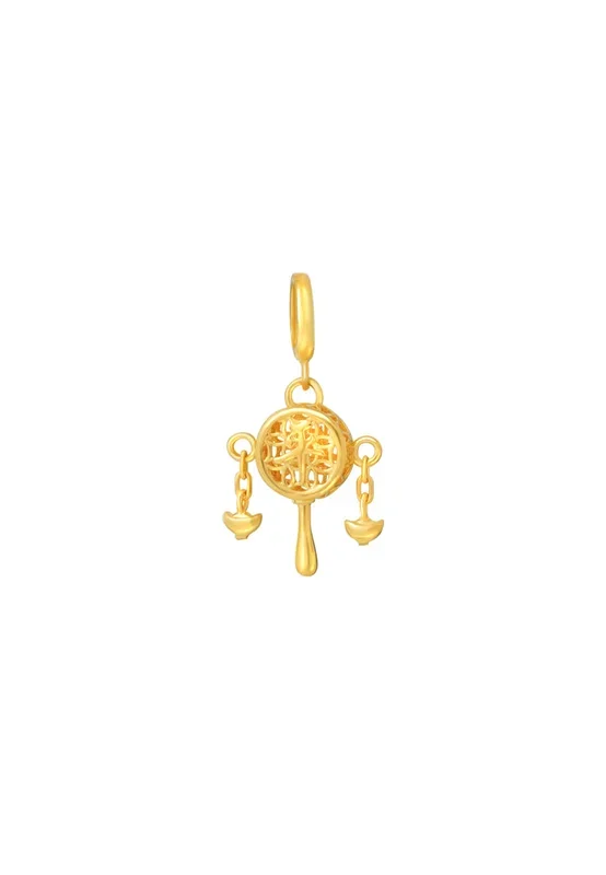 TOMEI Chomel Collection Ping An Rattle Charm, Yellow Gold 916