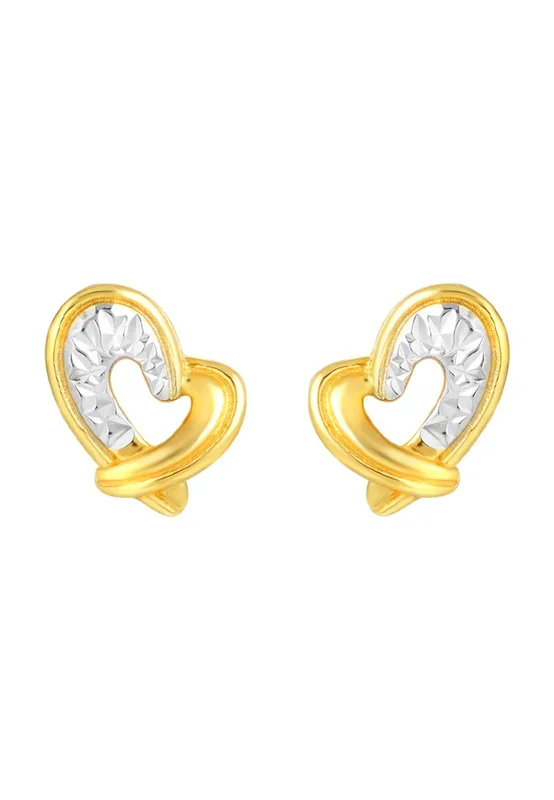 TOMEI Dual-Tone Heart Shape Earrings, Yellow Gold 916