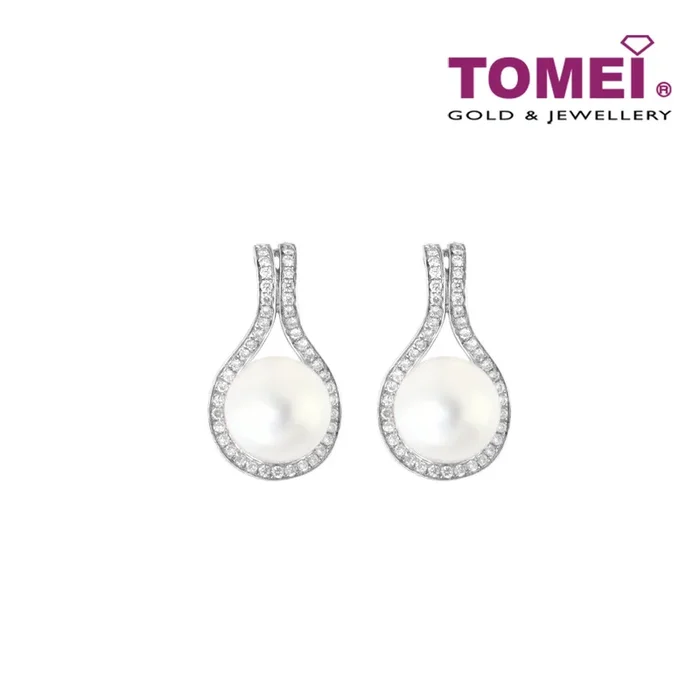 TOMEI Earrings, Diamond Pearl White Gold 750 (E567)