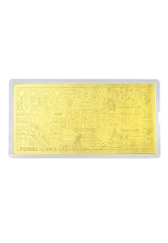 TOMEI Happy Birthday Gold Wafer 0.5G, Yellow Gold 9999