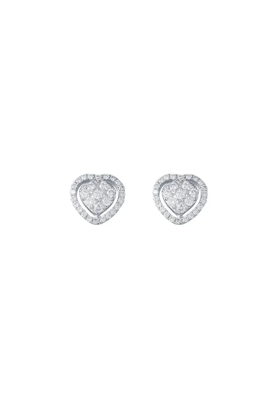 TOMEI Heart Earrings, Diamond White Gold 750