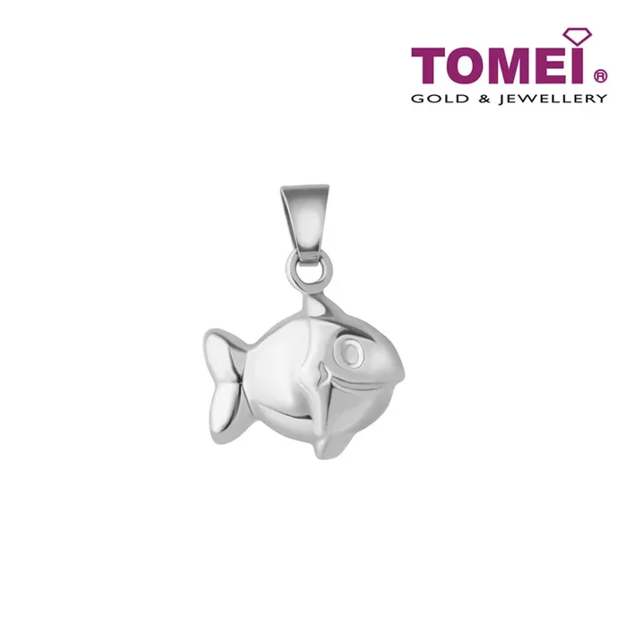 TOMEI Jolly and Zippy Fish Pendant, White Gold 750
