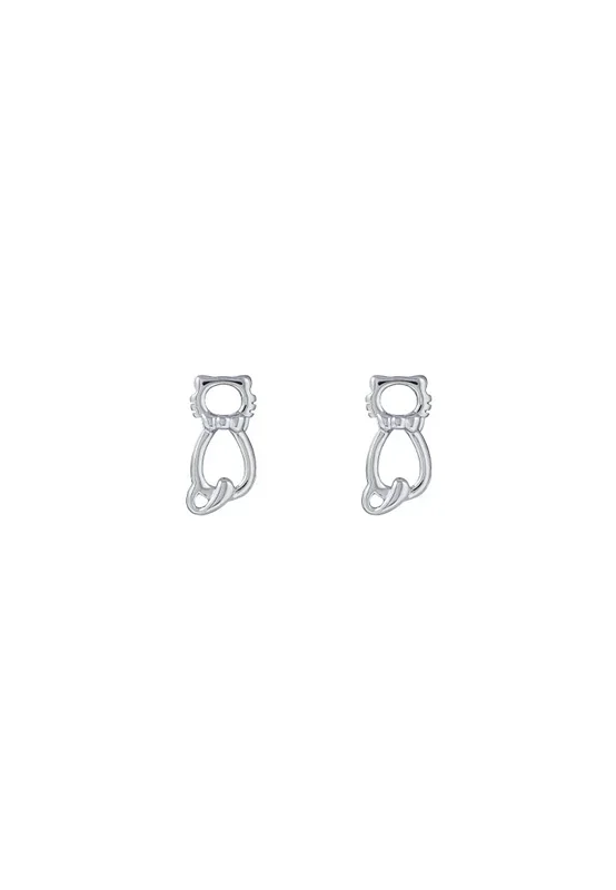 TOMEI Kitten Earrings, White Gold 585
