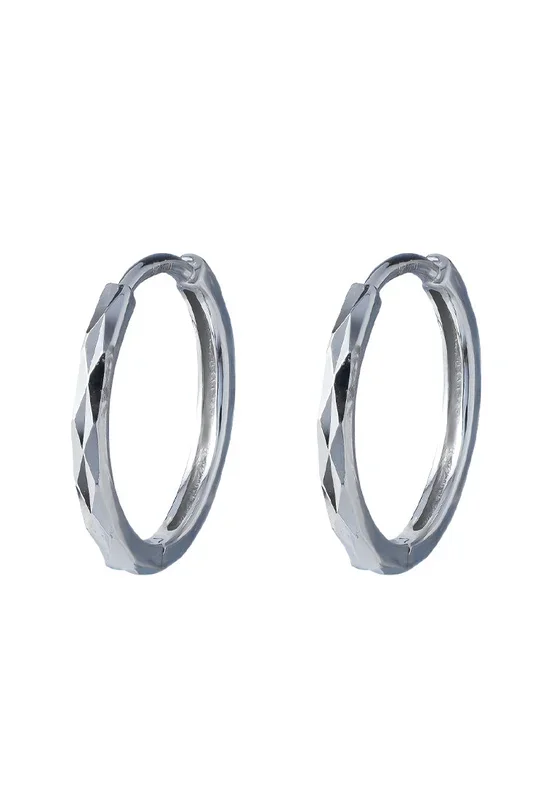 TOMEI Laser Loop Earrings, White Gold 585
