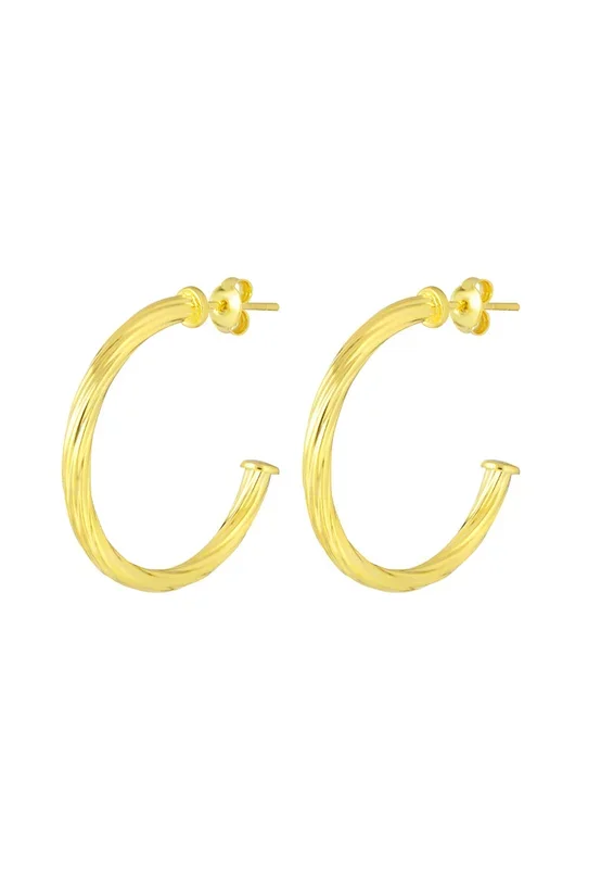 TOMEI Line Patterned C-Shape Earrings, Yellow Gold 916