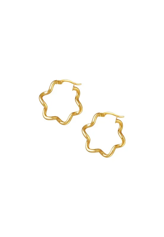 TOMEI Lusso Italia Minimalist Wavy Hoop Earrings, Yellow Gold 916